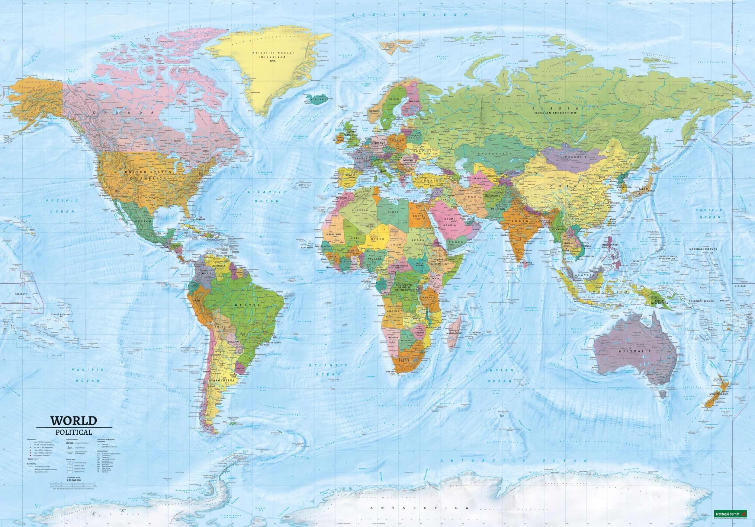 Bild: 9783707923001 | World map, political - physical, english, 1:20.000.000, folded,...