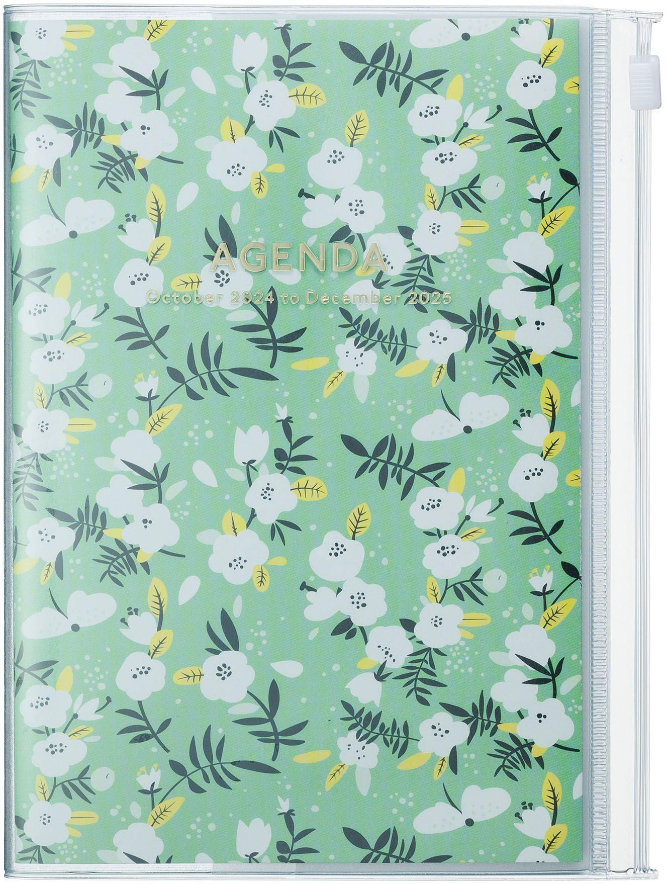 Cover: 4550045128222 | MARK'S 2024/2025 Taschenkalender B6 vertikal, Flower Pattern // Green