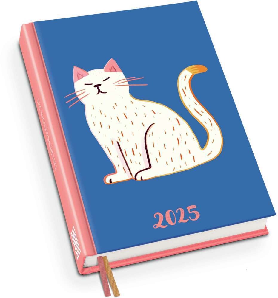 Cover: 4250809654263 | Taschenkalender »White Cat« 2025 - Terminplaner mit...