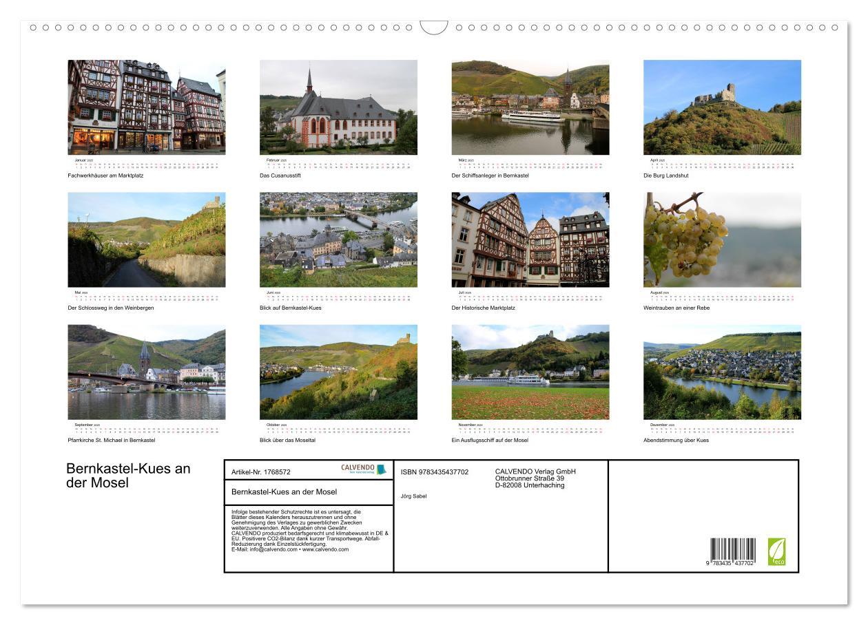 Bild: 9783435437702 | Bernkastel-Kues an der Mosel (Wandkalender 2025 DIN A2 quer),...