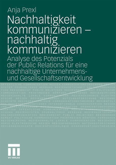 Cover: 9783531172453 | Nachhaltigkeit kommunizieren - nachhaltig kommunizieren | Anja Prexl