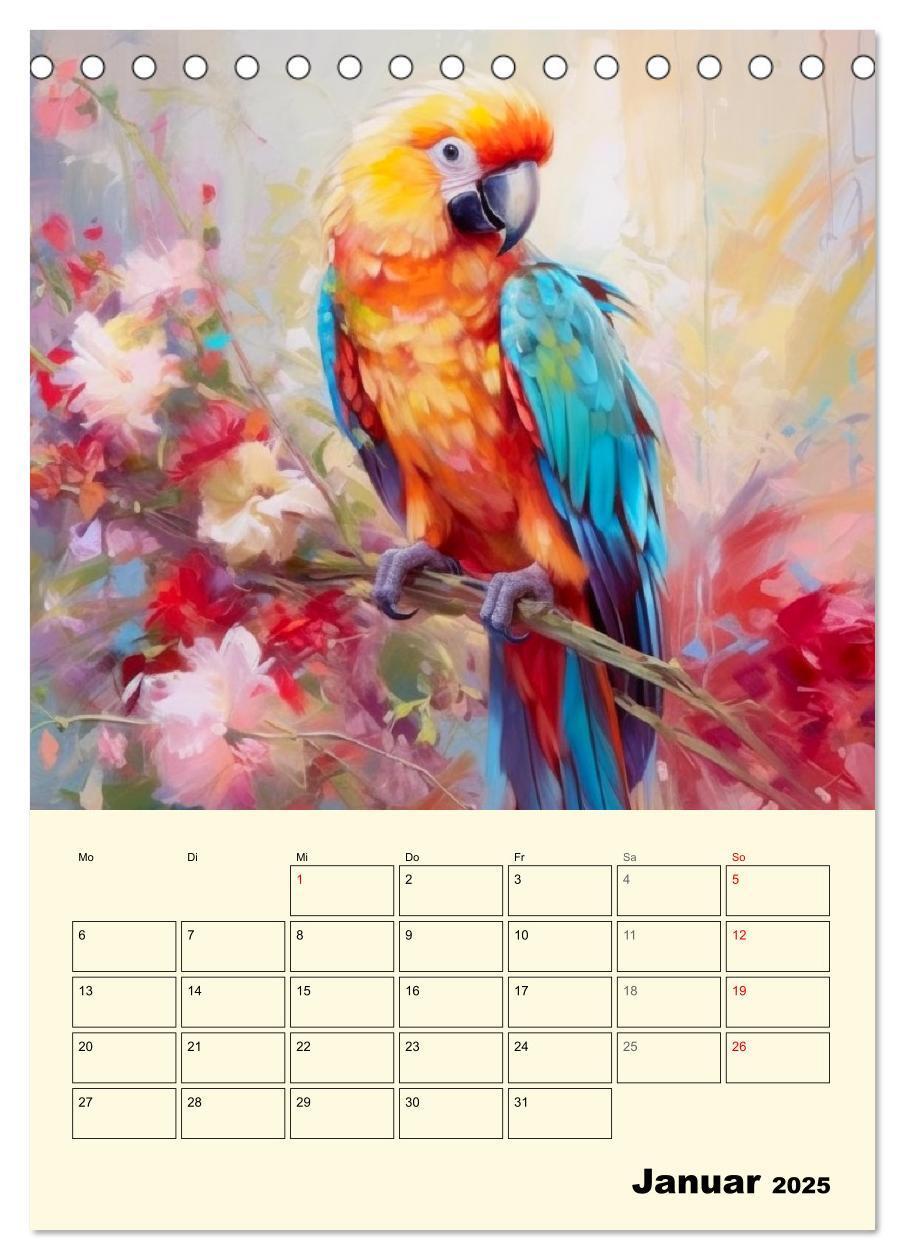 Bild: 9783435869374 | Bunte Vögel. Bezaubernde Papageien-Aquarelle (Tischkalender 2025...