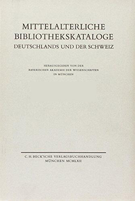 Cover: 9783406336874 | Mittelalterliche Bibliothekskataloge Ergänzungsband I:...