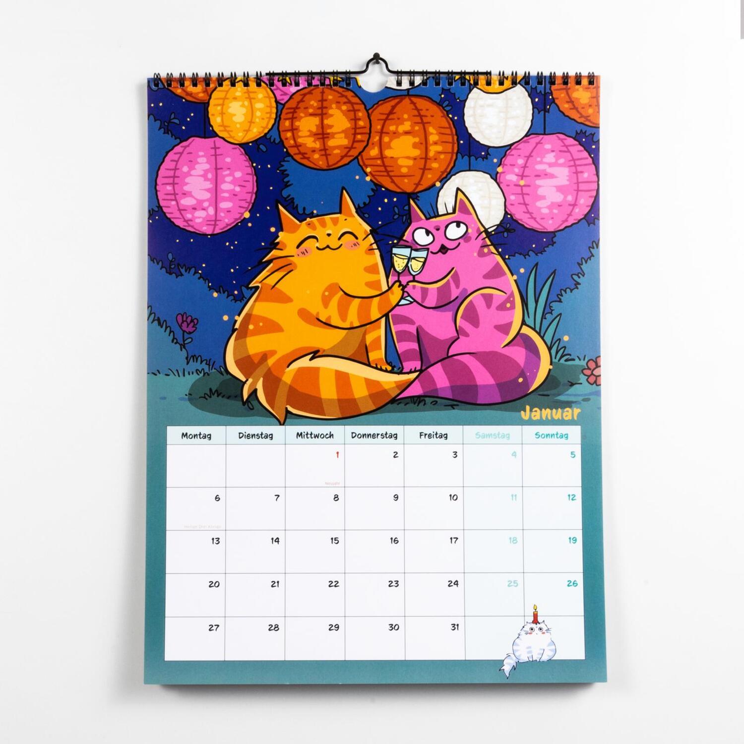 Bild: 9783830321354 | Dicke Katze and Friends - Wandkalender mit Planer 2025 | Olivia Vieweg