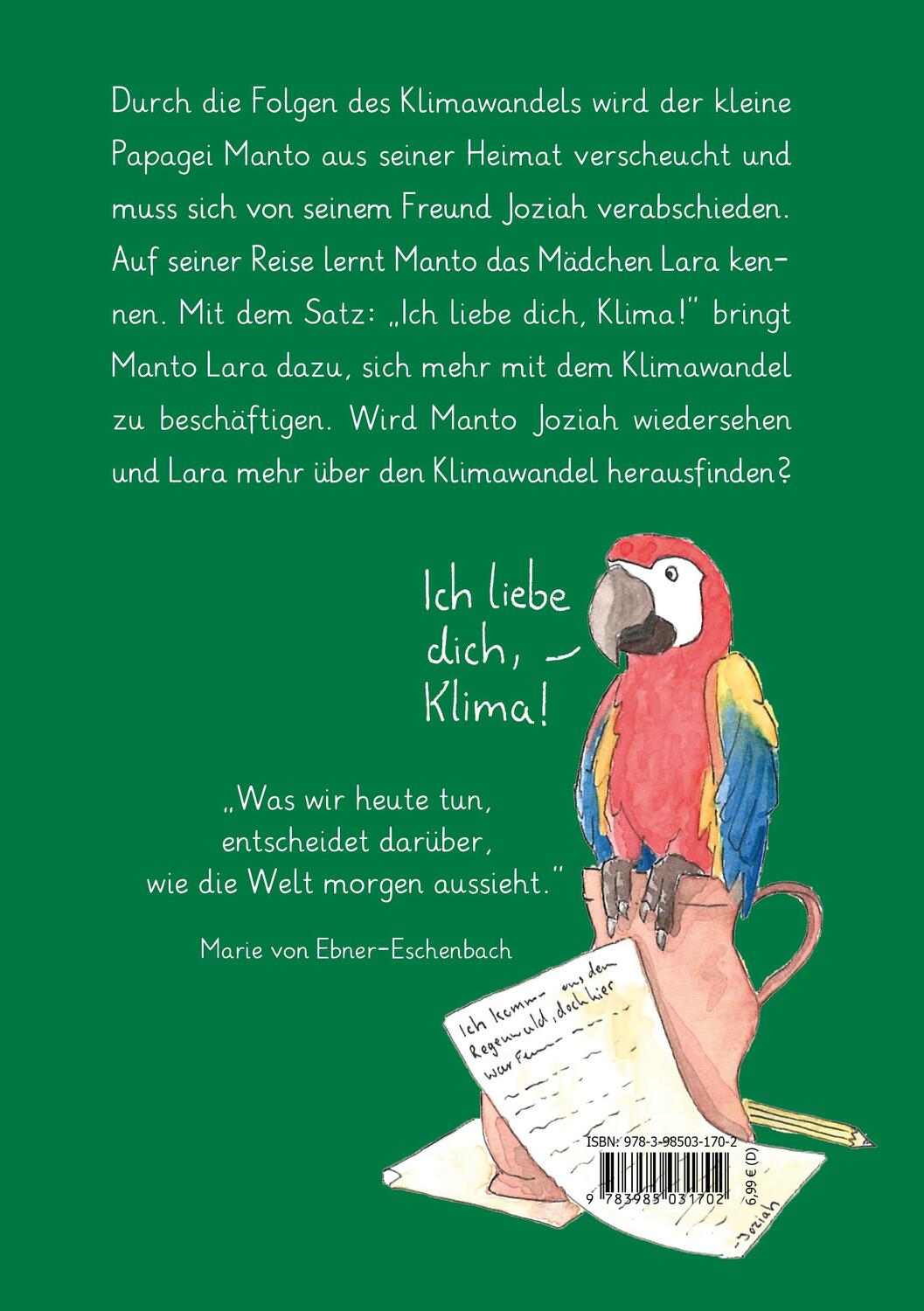 Rückseite: 9783985031702 | Ich liebe dich, Klima! | Sophie von der Schulenburg | Broschüre | 2024