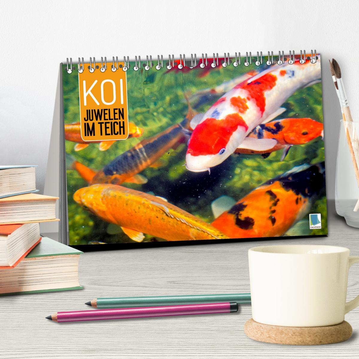 Bild: 9783435128402 | Koi: Juwelen im Teich (Tischkalender 2025 DIN A5 quer), CALVENDO...