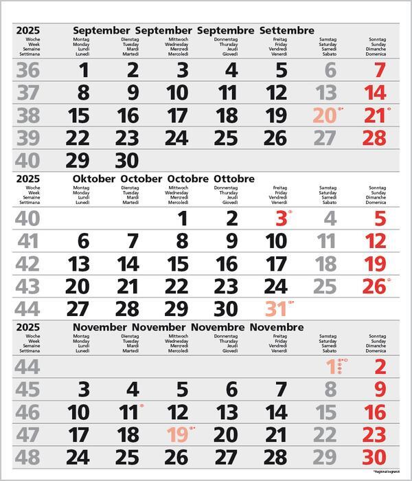 Bild: 9783731877530 | 3-Monats-Planer Comfort Grau 2025 | Verlag Korsch | Kalender | 12 S.