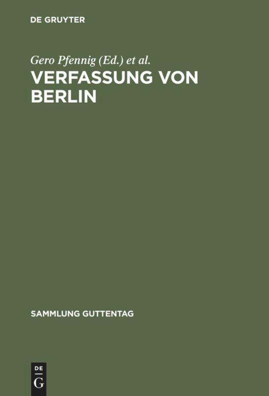 Cover: 9783110155242 | Verfassung von Berlin | Kommentar | Gero Pfennig (u. a.) | Buch | XLV