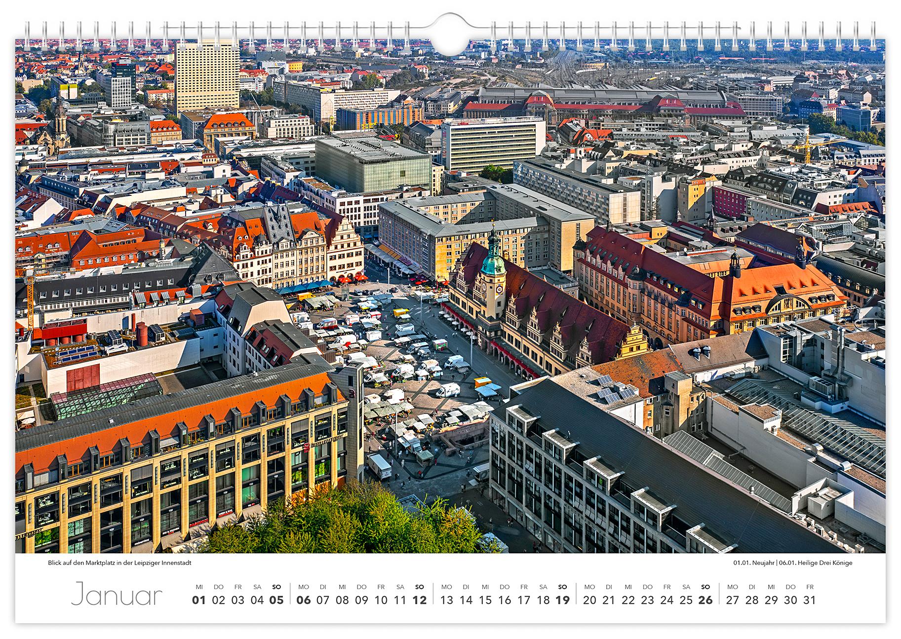 Bild: 9783910680548 | Kalender Leipzig 2025 | 45 x 30 cm weißes Kalendarium | Peter Schubert