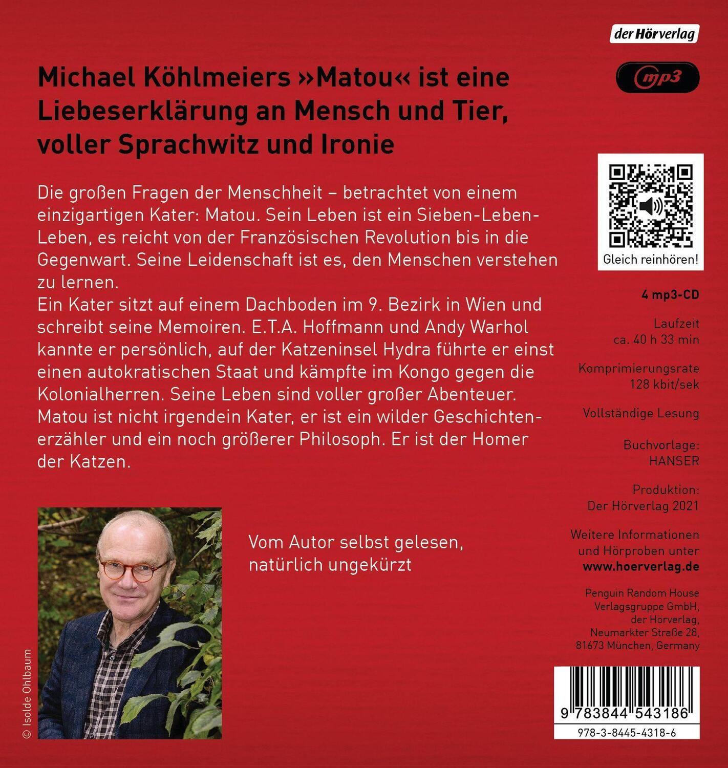 Bild: 9783844543186 | Matou | Michael Köhlmeier | MP3 | 4 Audio-CDs | Deutsch | 2021