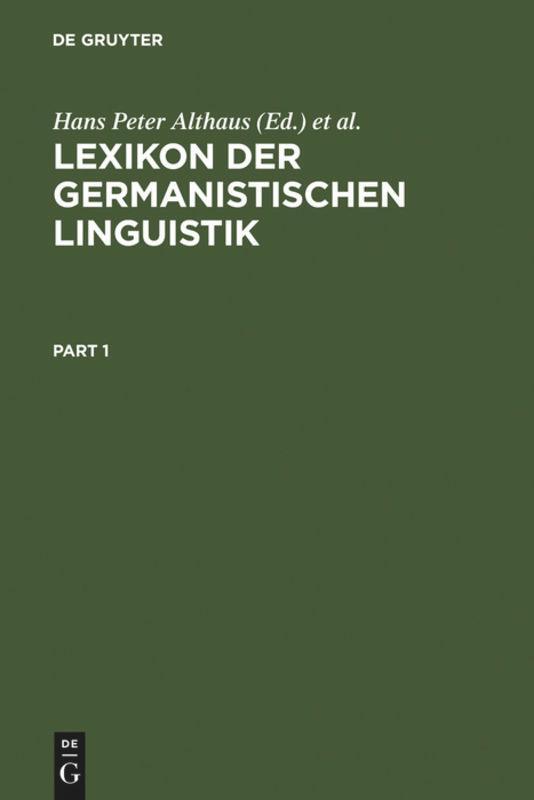 Cover: 9783484103931 | Lexikon der Germanistischen Linguistik | Hans Peter Althaus (u. a.)