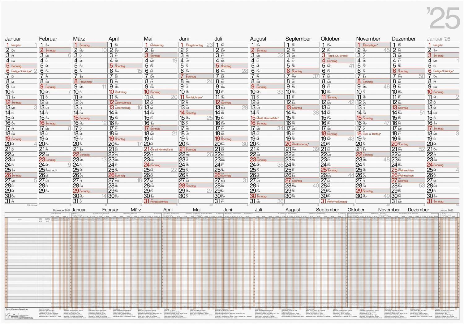 Cover: 4003273788213 | rido/idé 7033710005 Plakatkalender Modell Kombi (2025) 1 Seite = 13...