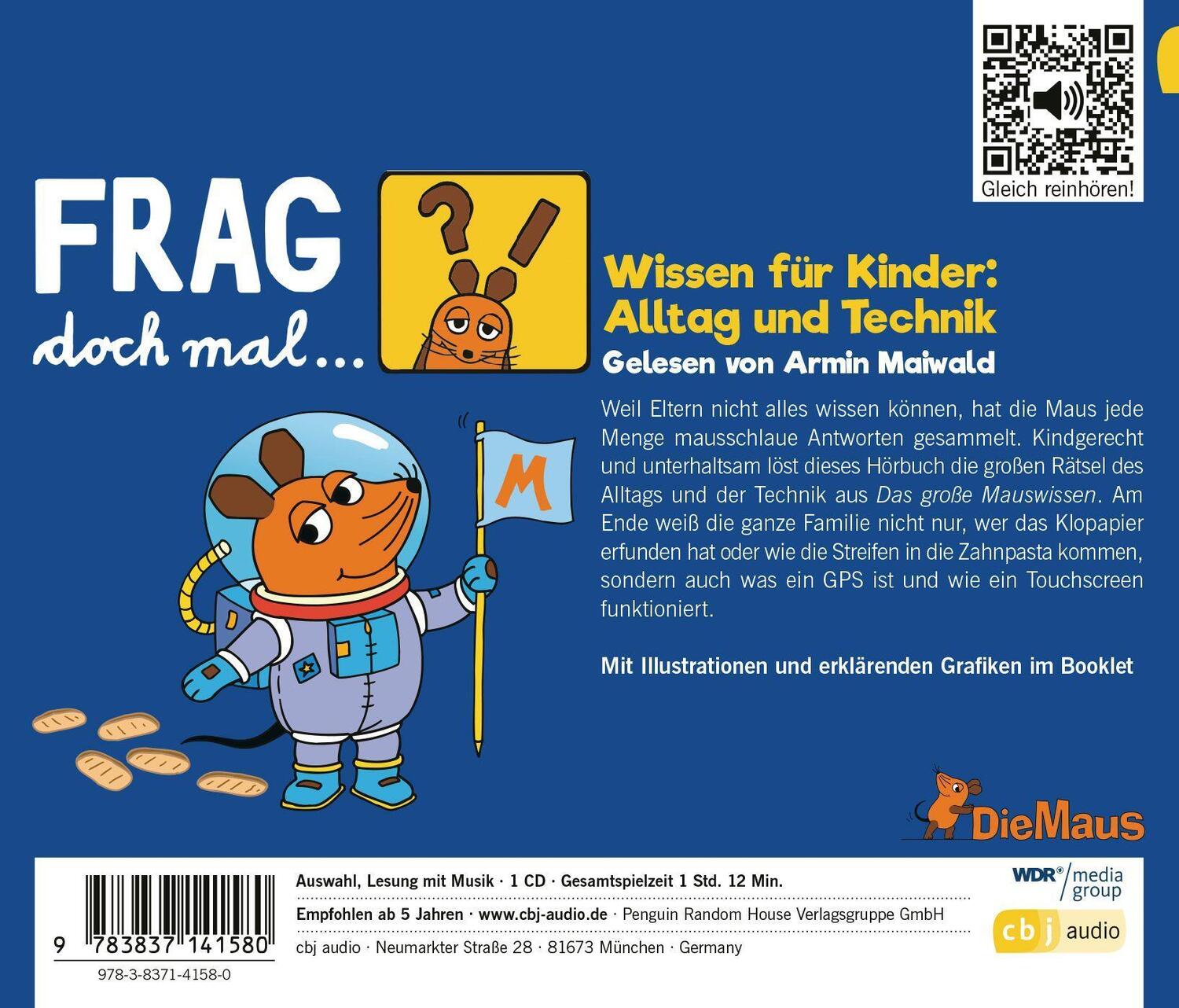 Bild: 9783837141580 | Frag doch mal ... die Maus! Wissen für Kinder: Alltag und Technik | CD