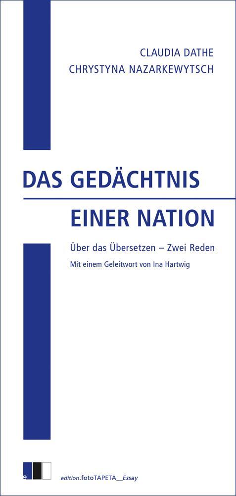 Cover: 9783949262302 | Das Gedächtnis einer Nation | Zwei Reden | Claudia Dathe (u. a.)