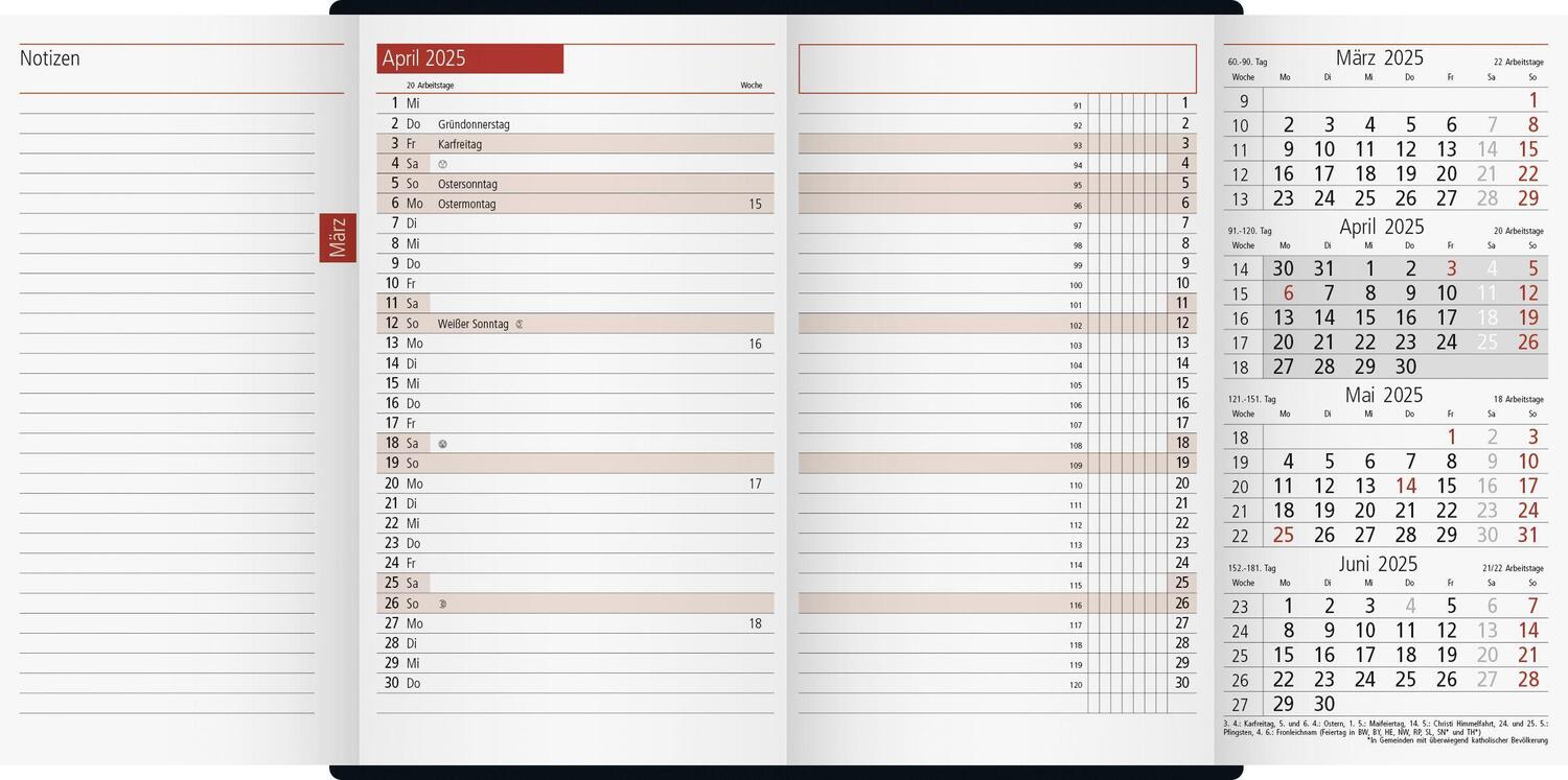 Bild: 4003273786288 | rido/idé 7040302905 Taschenkalender Modell TM 12 (2025) 2 Seiten =...