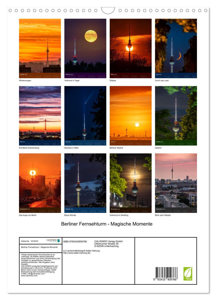 Bild: 9783435909766 | Berliner Fernsehturm - Magische Momente (Wandkalender 2025 DIN A3...