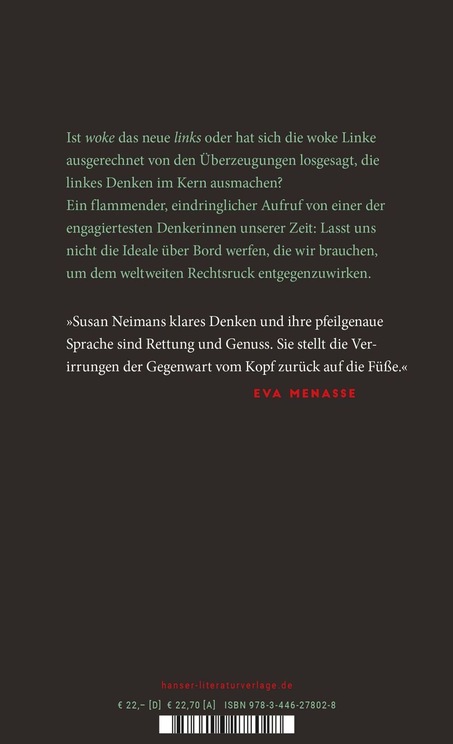 Bild: 9783446278028 | Links ist nicht woke | Susan Neiman | Buch | 176 S. | Deutsch | 2023