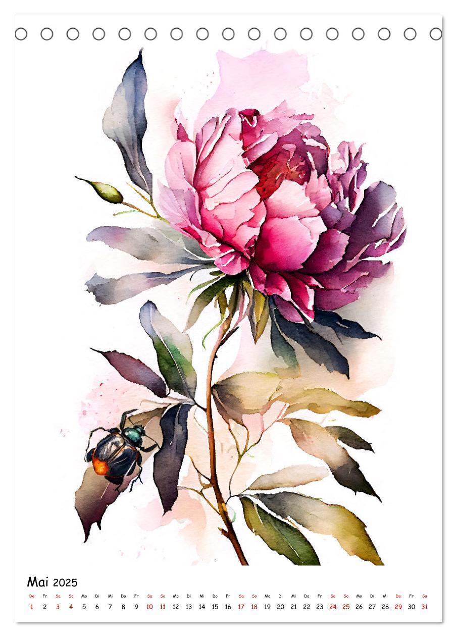 Bild: 9783435882793 | Aquarellmalerei - Blumen und Tiere im Garten (Tischkalender 2025...