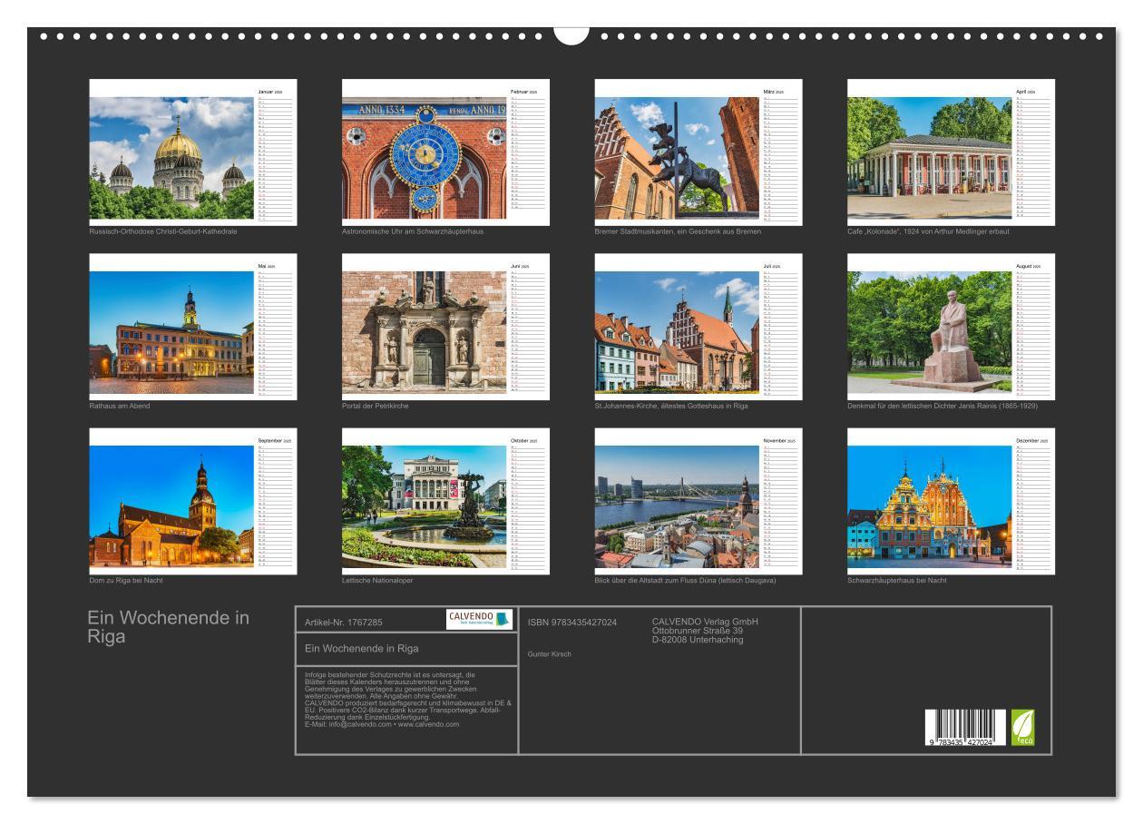 Bild: 9783435427024 | Ein Wochenende in Riga (Wandkalender 2025 DIN A2 quer), CALVENDO...