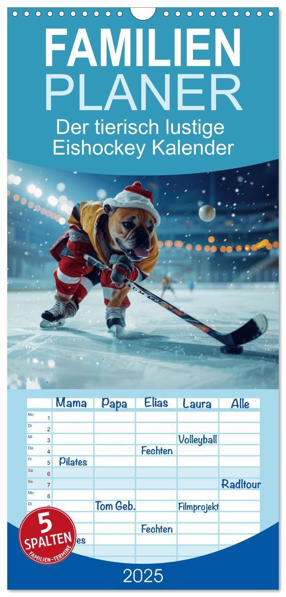 Cover: 9783457196298 | Familienplaner 2025 - Der tierisch lustige Eishockey Kalender mit 5...