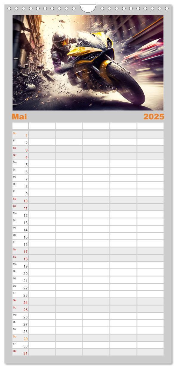 Bild: 9783457093481 | Familienplaner 2025 - Motorrad Speed mit 5 Spalten (Wandkalender,...