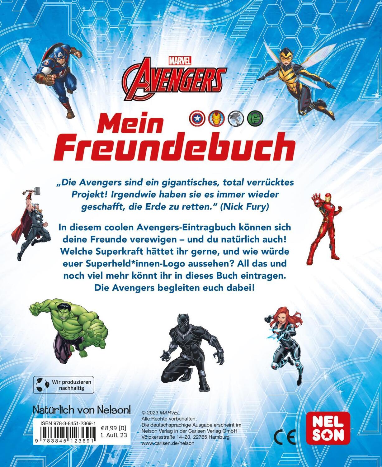 Rückseite: 9783845123691 | Marvel Avengers: Mein Freundebuch | Eintragbuch | Buch | MARVEL | 2023