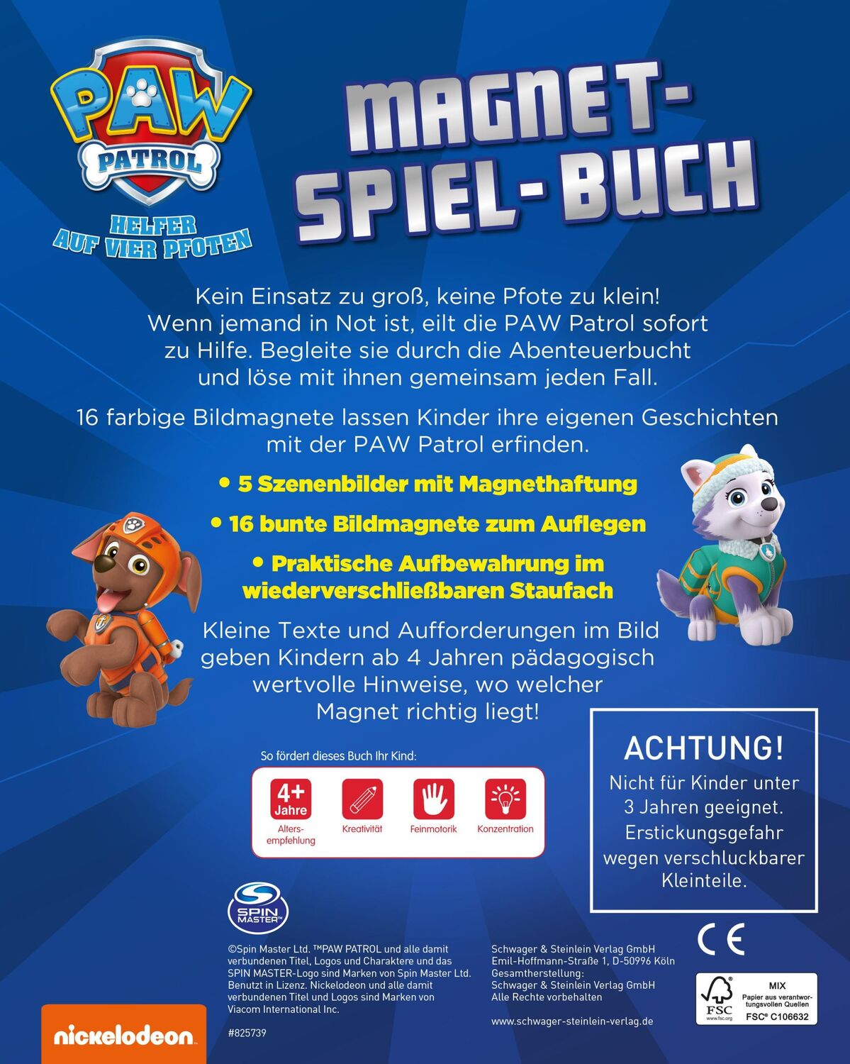 Rückseite: 9783849932749 | PAW Patrol Magnet-Spiel-Buch | Buch | PAW Patrol | 12 S. | Deutsch