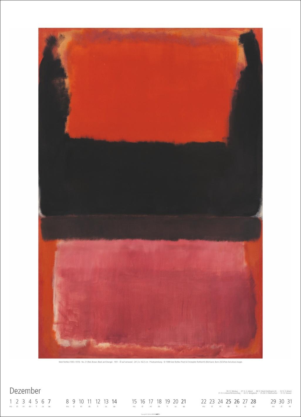 Bild: 9783839900062 | Mark Rothko Kalender 2025 | Mark Rothko | Kalender | Spiralbindung