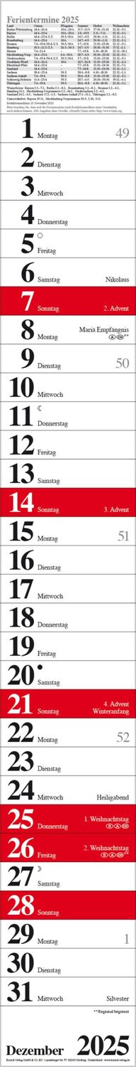 Bild: 9783731879534 | Streifenplaner Praktika Rot 2025 | Verlag Korsch | Kalender | 12 S.