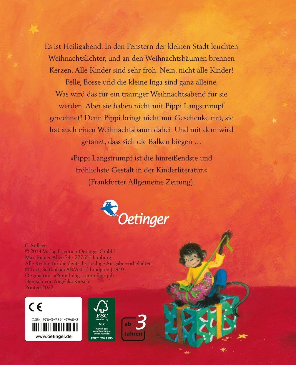 Rückseite: 9783789179402 | Pippi Langstrumpf feiert Weihnachten | Astrid Lindgren | Buch | 24 S.