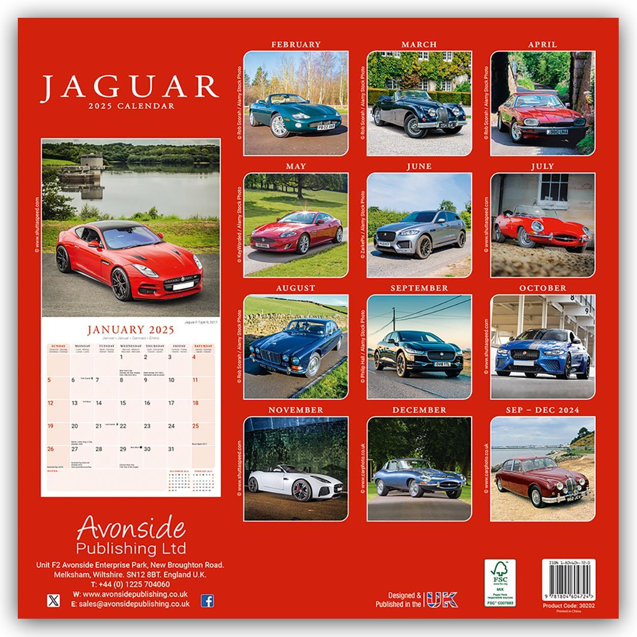 Rückseite: 9781804604724 | Jaguar 2025 - 16-Monatskalender | Avonside Publishing Ltd | Kalender