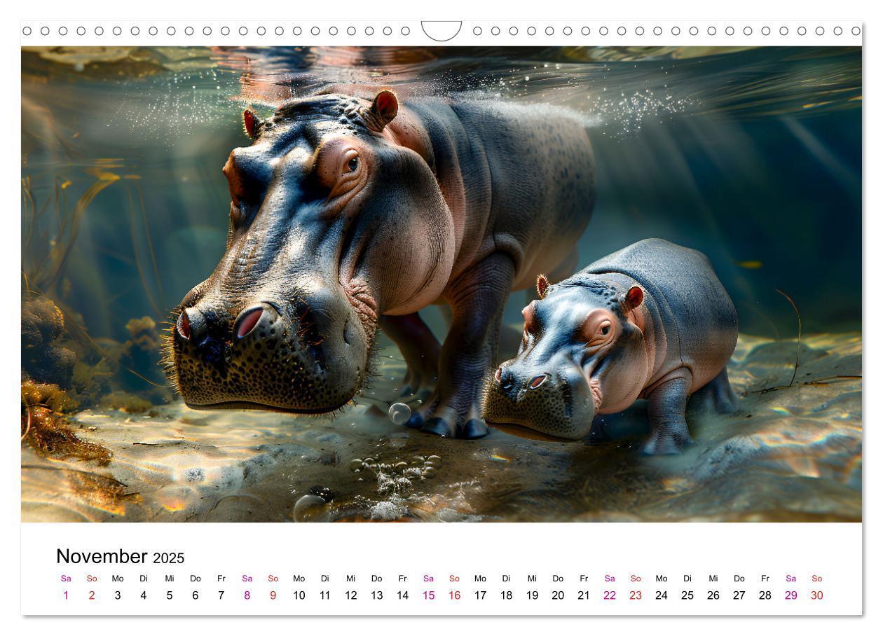 Bild: 9783457171899 | Flusspferde - Hippopotamus amphibius (Wandkalender 2025 DIN A3...