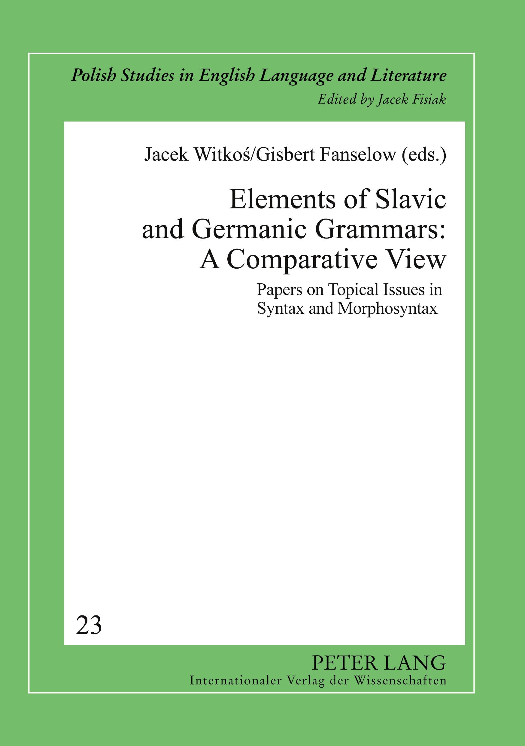 Cover: 9783631578575 | Elements of Slavic and Germanic Grammars: A Comparative View | Buch