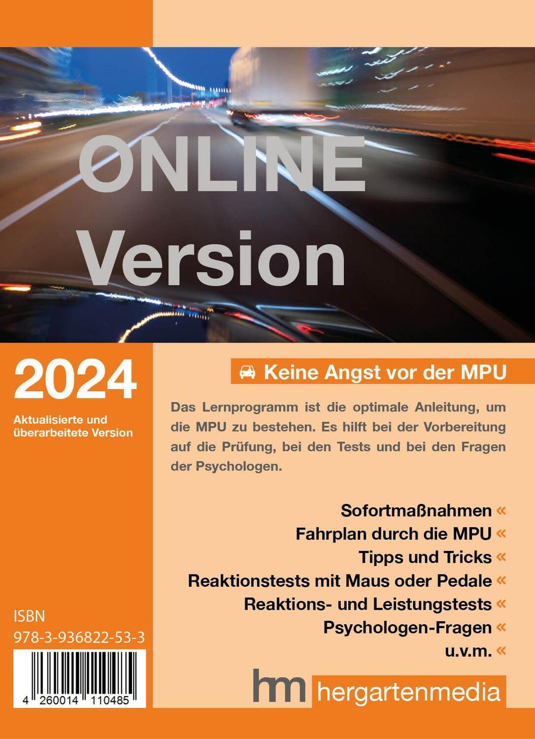 Cover: 9783936822533 | Keine Angst vor der MPU 2024 | Stück | Deutsch | 2024