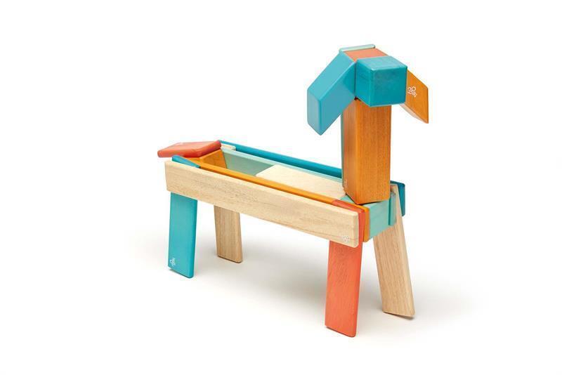 Bild: 853606003896 | 24 Magnetische Holzbausteine orange blau | Stück | 2021 | tegu