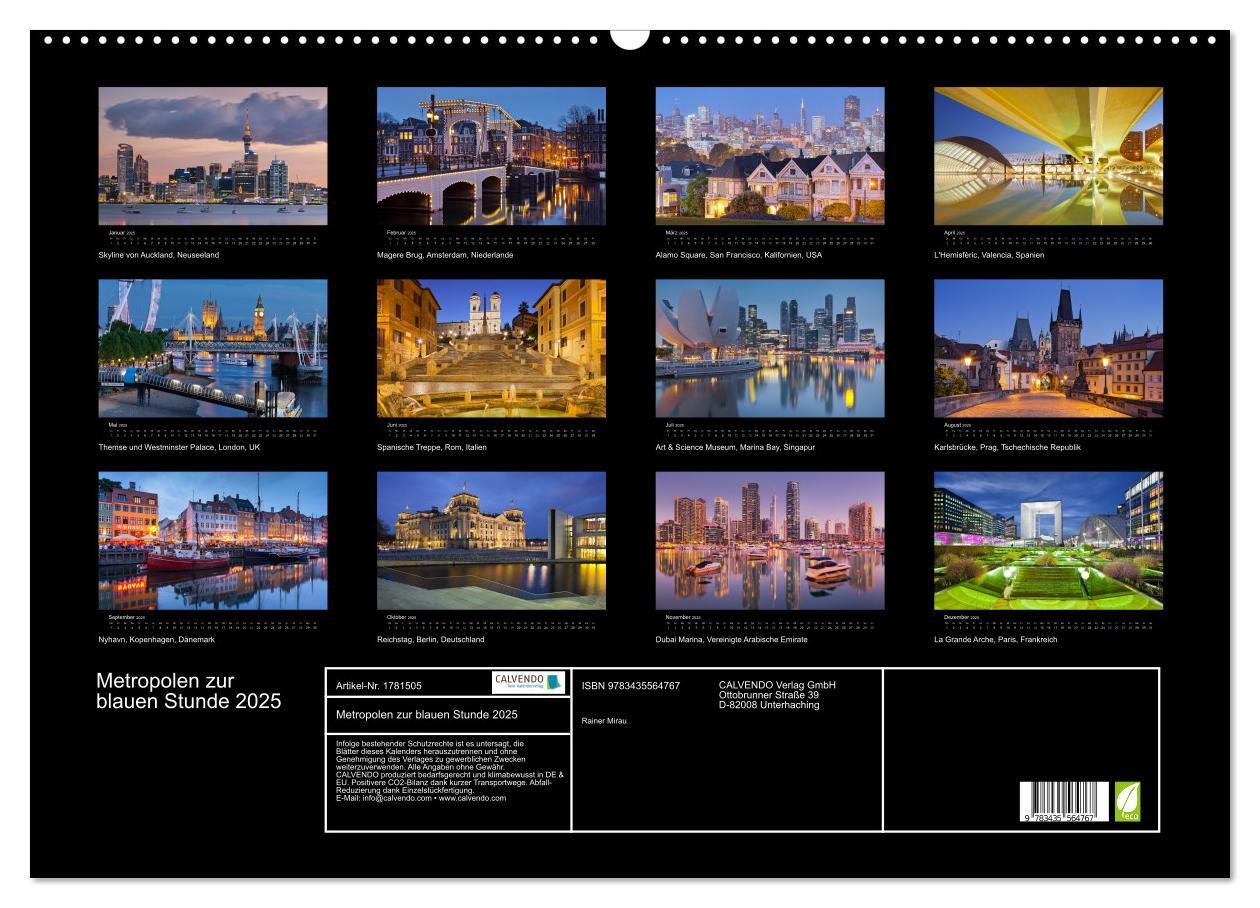 Bild: 9783435564767 | Metropolen zur blauen Stunde 2025 (Wandkalender 2025 DIN A2 quer),...