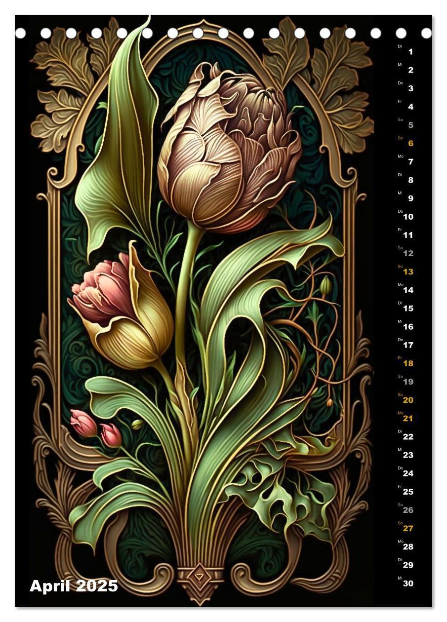 Bild: 9783435874323 | Jugendstil Blumen (Tischkalender 2025 DIN A5 hoch), CALVENDO...