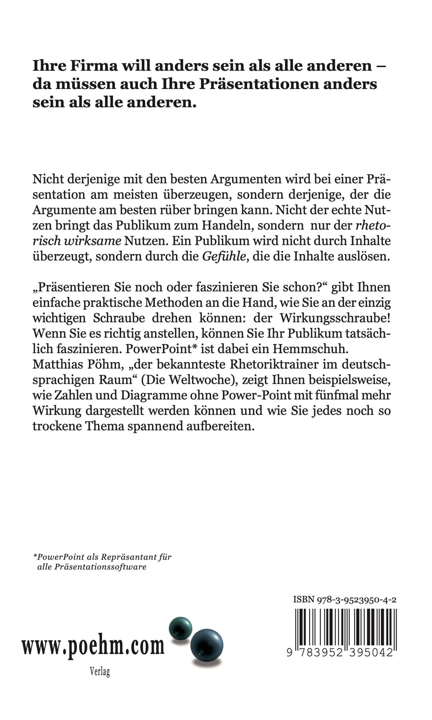 Rückseite: 9783952395042 | Präsentieren Sie noch oder faszinieren Sie schon? | Matthias Pöhm