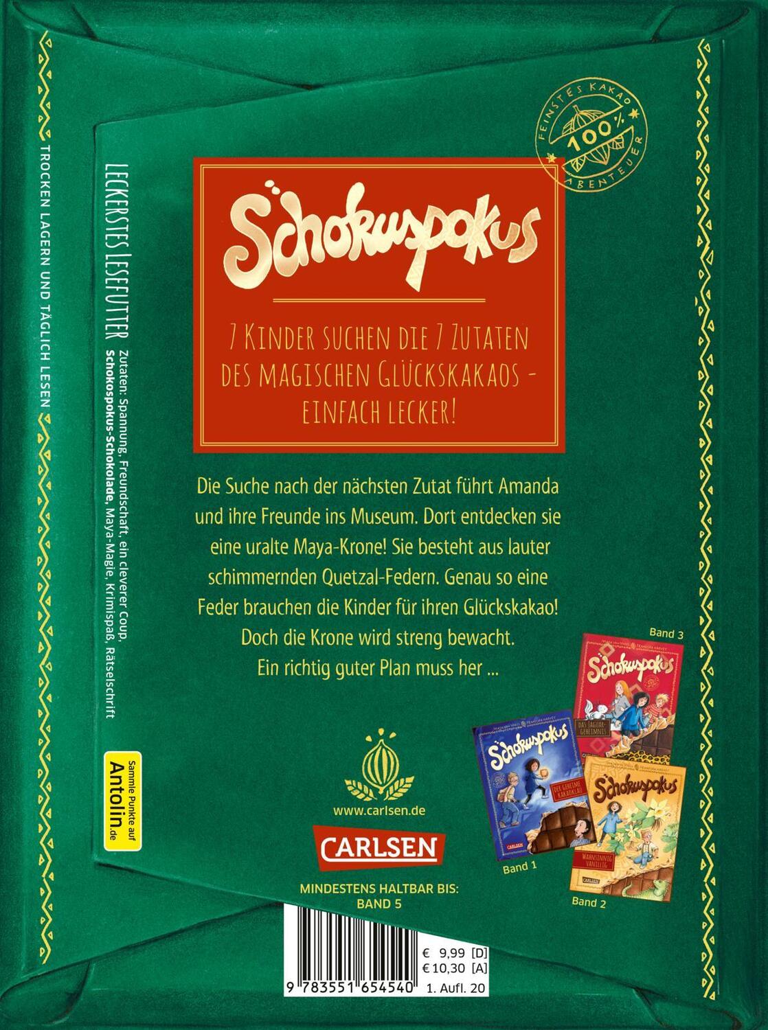 Rückseite: 9783551654540 | Schokuspokus 4: Die magische Maya-Krone | Maja von Vogel | Buch | 2020