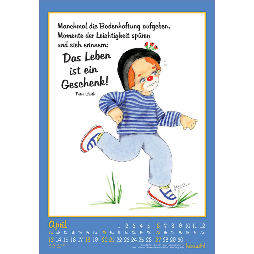 Bild: 9783754844557 | Freu(n)de für's Leben 2025 | Wandkalender mit Clown-Motiven | Bosmans