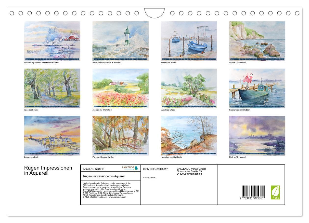 Bild: 9783435075317 | Rügen Impressionen in Aquarell (Wandkalender 2025 DIN A4 quer),...