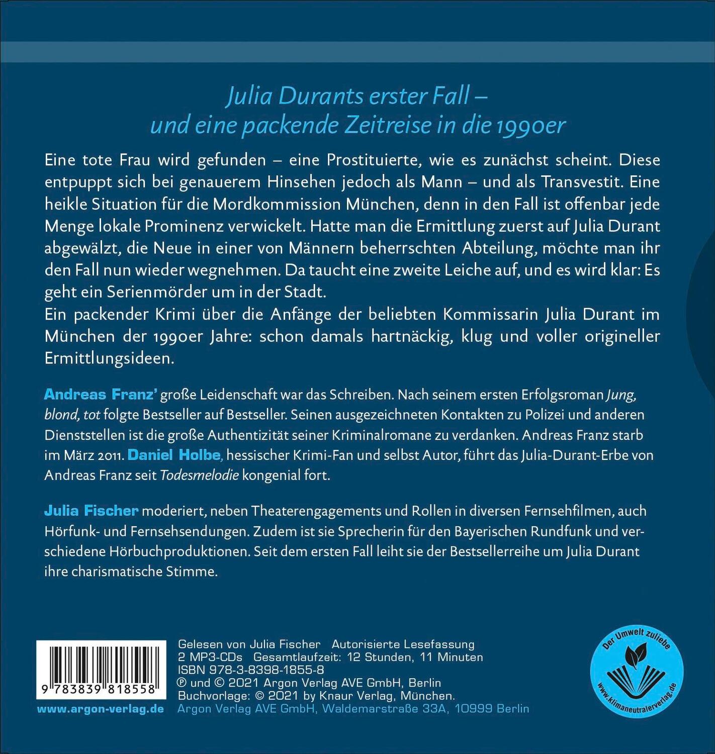 Rückseite: 9783839818558 | Julia Durant. Die junge Jägerin | Kriminalroman | Franz (u. a.) | MP3