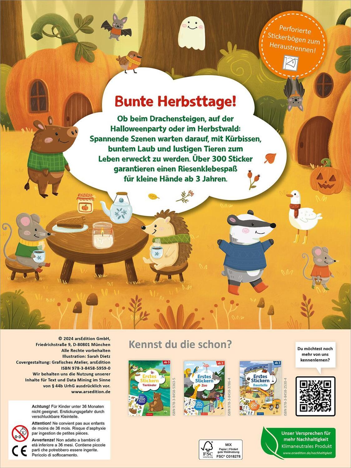 Rückseite: 9783845859590 | Erstes Stickern - Im Herbst | Über 300 Sticker | Sarah Dietz | Buch