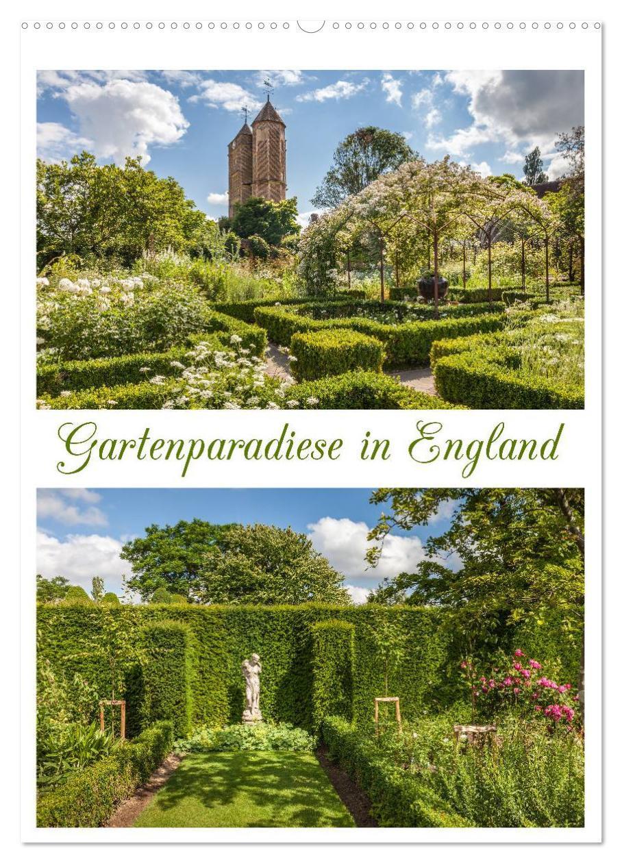 Cover: 9783457033296 | Gartenparadiese in England (Wandkalender 2025 DIN A2 hoch),...