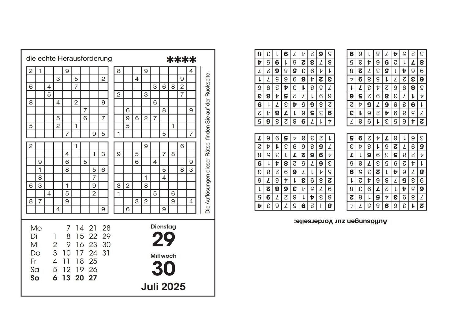 Bild: 9783809449171 | Sudokukalender 2025. Der beliebte Abreißkalender mit 800 Zahlenrätseln