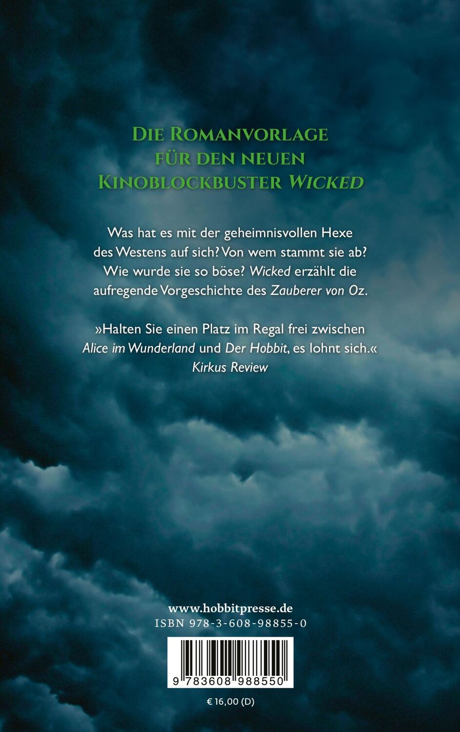 Rückseite: 9783608988550 | Wicked - Die Hexen von Oz | Das Buch zum Film | Gregory Maguire | Buch