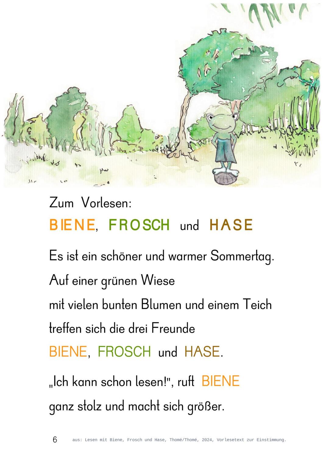 Bild: 9783942122481 | Lesen mit Biene, Frosch und Hase | Günther Thomé (u. a.) | Broschüre