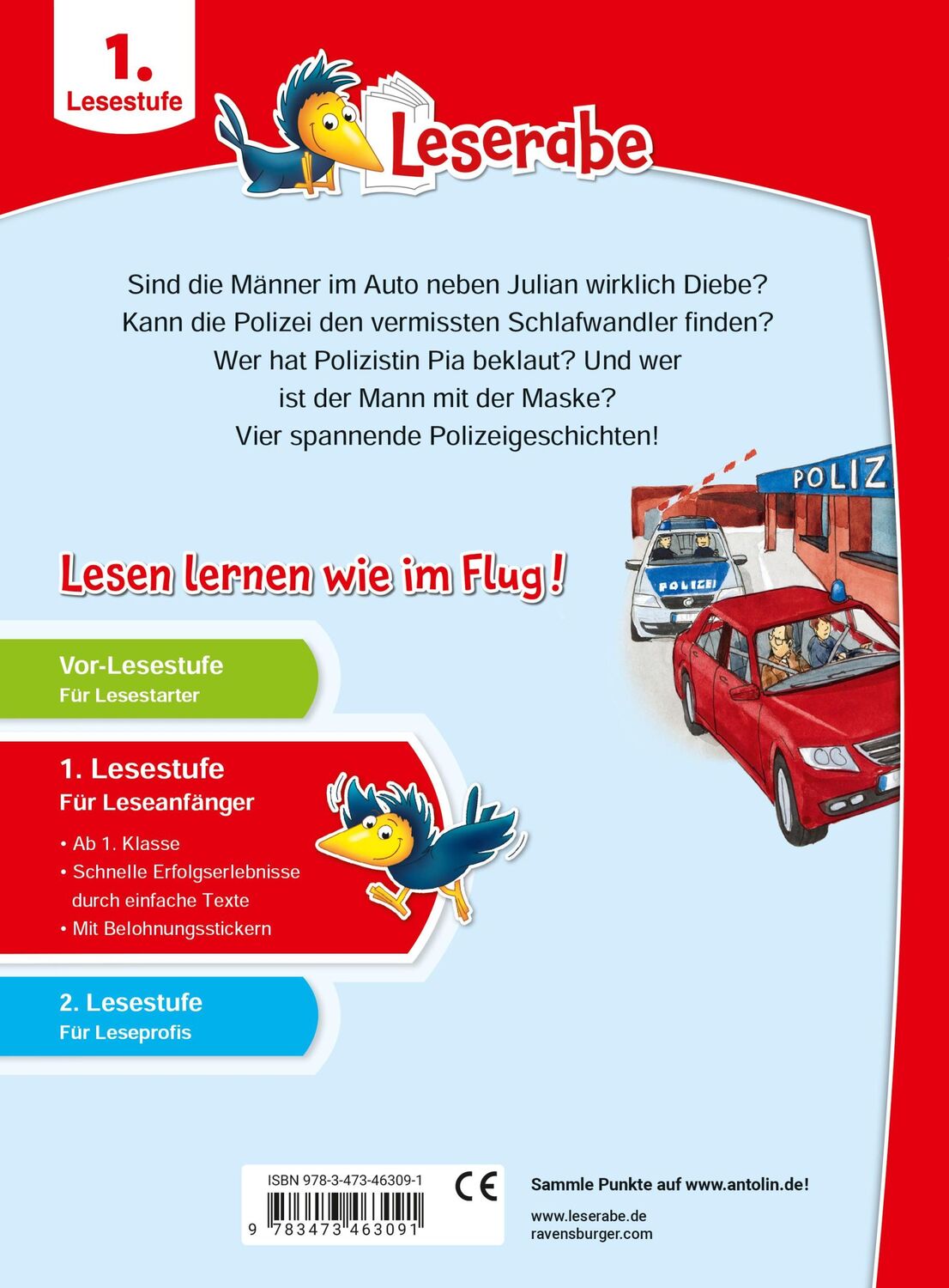 Rückseite: 9783473463091 | Polizeigeschichten - Leserabe 1. Klasse - Erstlesebuch für Kinder...