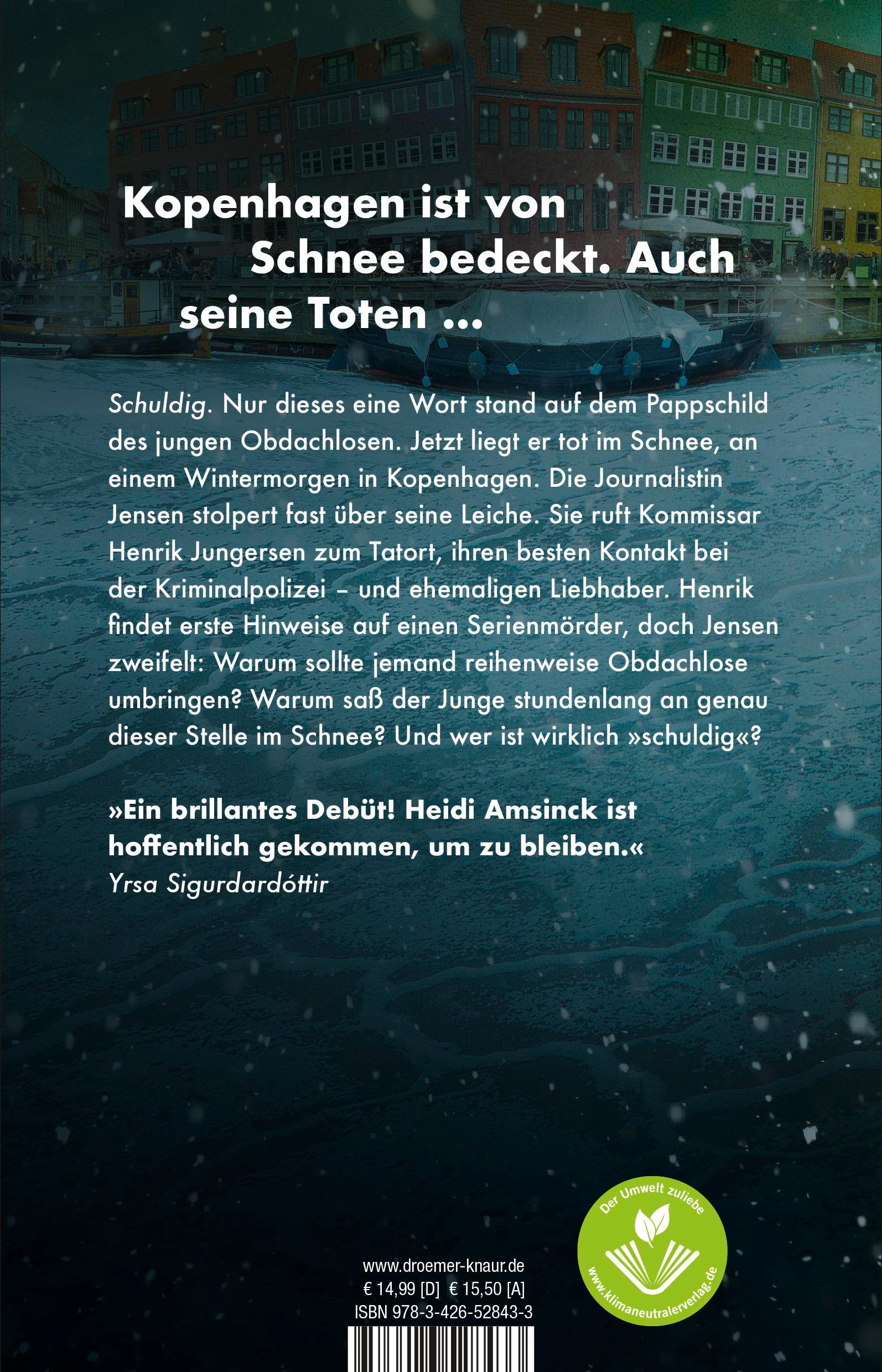 Rückseite: 9783426528433 | Schneeflockengrab | Thriller | Heidi Amsinck | Taschenbuch | 352 S.