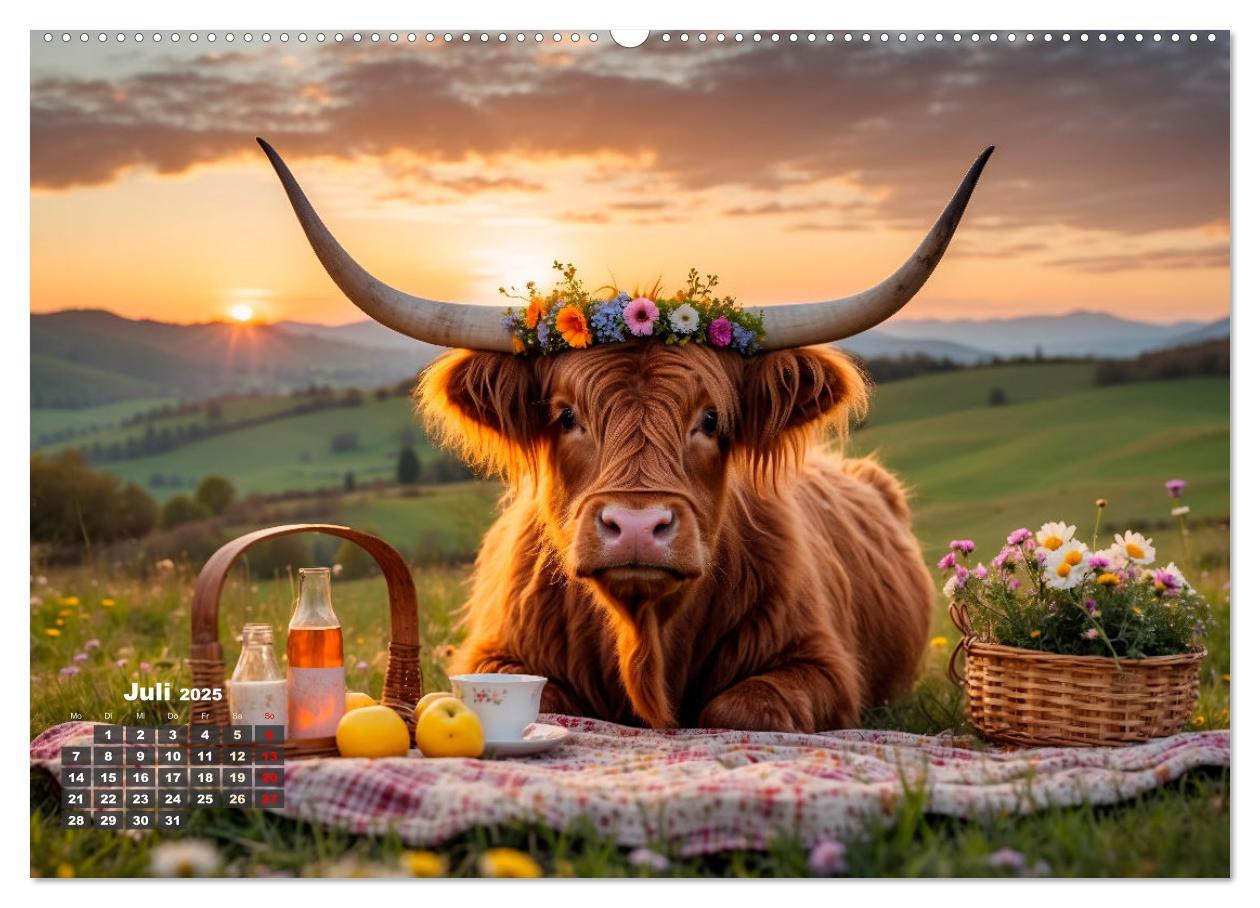 Bild: 9783383840784 | Highland Kühe (Wandkalender 2025 DIN A2 quer), CALVENDO Monatskalender